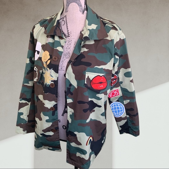 Army camouflage windbreaker jacket S/M - Picture 3 of 9